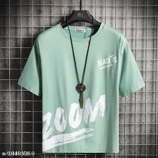 Round Neck Printed T-Shirt for Men (Sea Green, M)