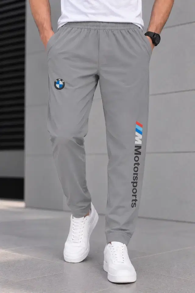 Mens Track Pants Printed Grey (L)