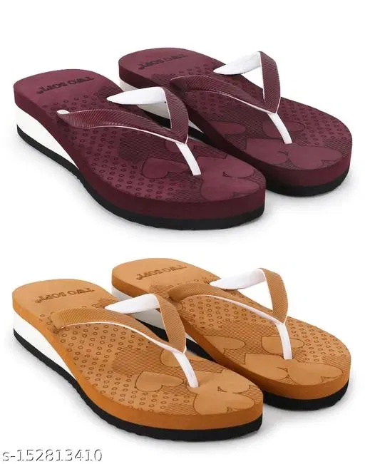 Flip-flops for Women (Multicolor, 5) Pack of 2