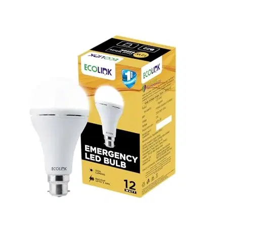 EcoLink 12 Watts Emergency Led Bulb | Emergency Inverter Led Bulb For Home | Bulb Base : B22, Colour : Cool Day Light, Pack Of 1