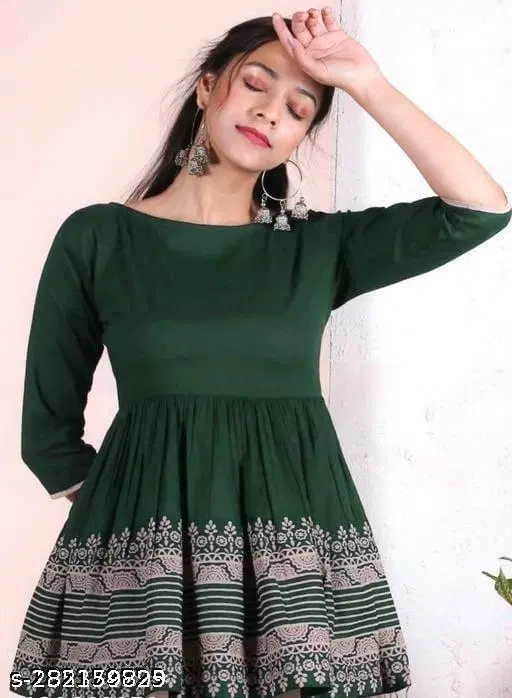 Rayon Top For Women, Green (S)