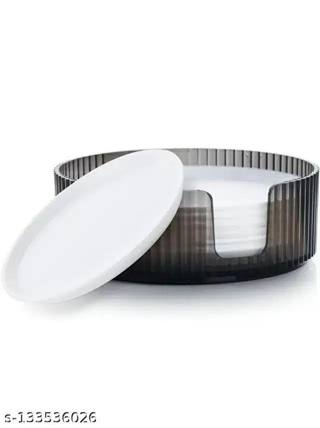 Plastic Tea Coasters, White, Pack of 6