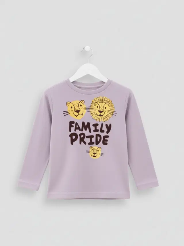 Cotton Printed T-Shirt For Kids, Lavender, 2-3 Years, Pack Of 1