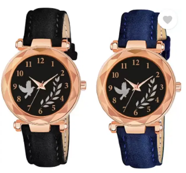 Analog Watch for Women & Girls, Pack of 2 (Multicolor)