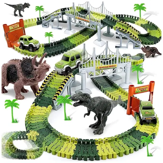 Kidology 142-Piece Dinosaur Racetrack Set for Kids
