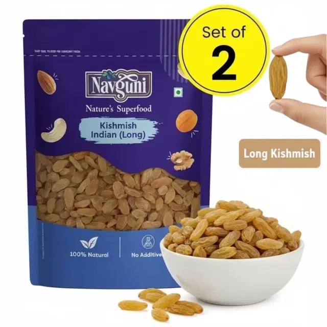 Navguni Kishmish Indian (Long) 2X200 g (Pack of 2)