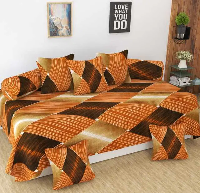 Homefab Microfiber Diwan Set, Brown, 60X88 In, HF-118