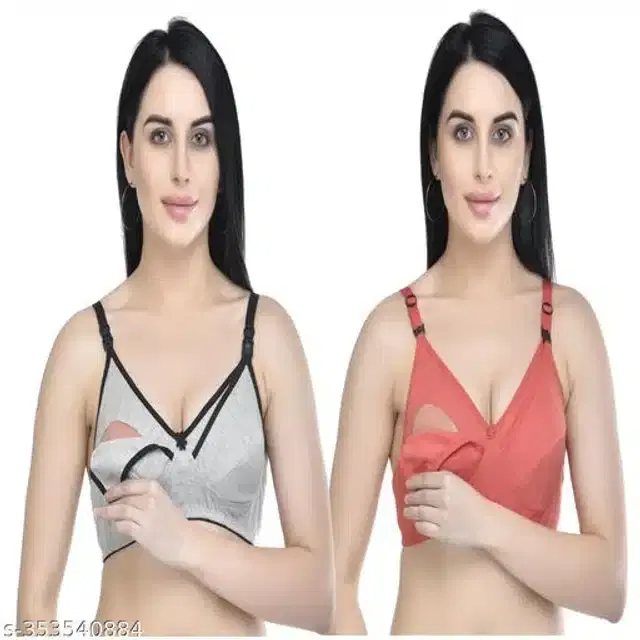 Polycotton Feeding Bra for Women, Pack of 2 (Assorted, 32C)