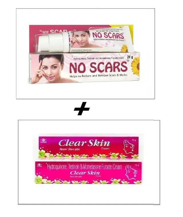 Combo of No Scars, 20 g & Clear Skin, 15 g Face Creams, Set of 2