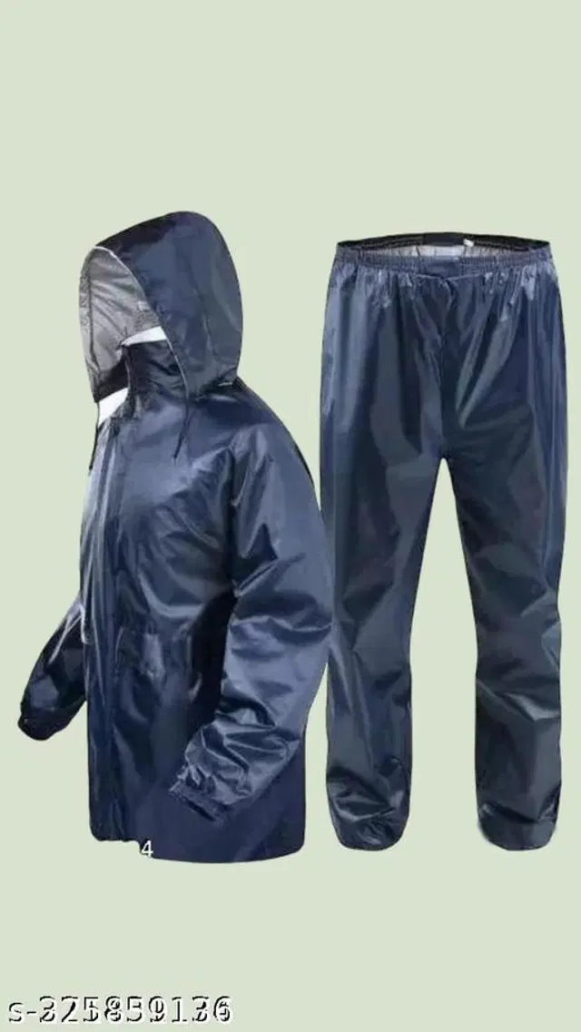 Polyester Rain Coat for Men, Navy Blue, S