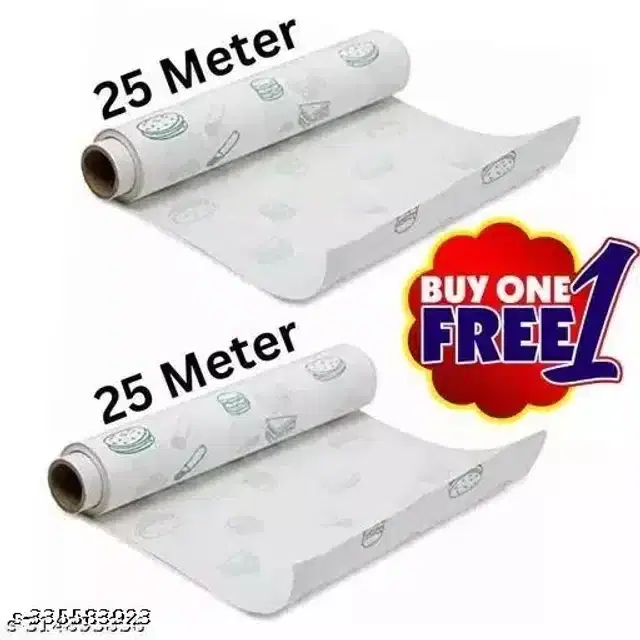 Food Wrapping Butter Paper Roll, Pack of 2, 25 m