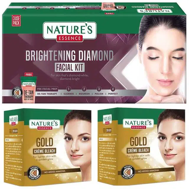 Combo of 2 Natures Gold Creme Bleach, 48 g & 1 Natures Diamond Facial Kit, R483