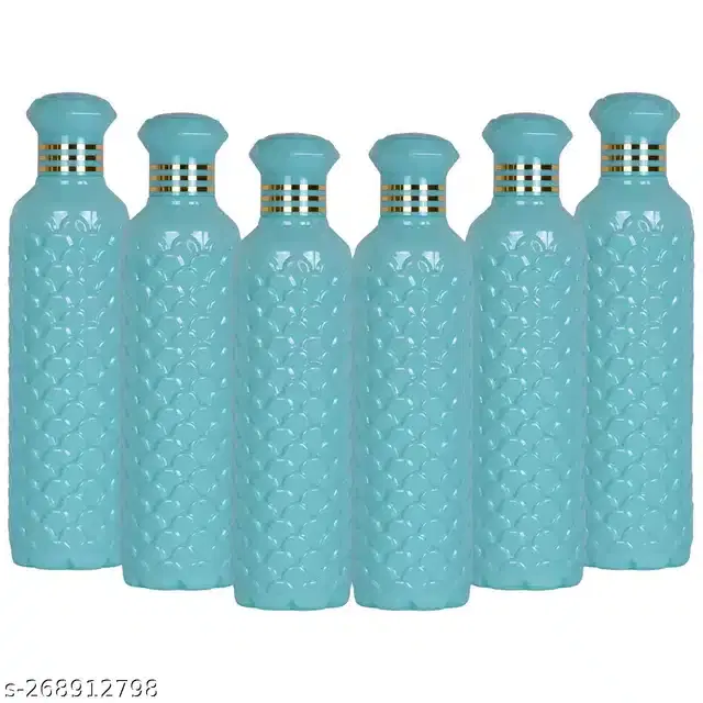 Plastic Water Bottles Set, Pack of 6, Blue, 1000 ml