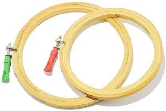 Wooden Embroidery Hoop Ring, Pack of 2, Yellow, 7 & 8 Inches