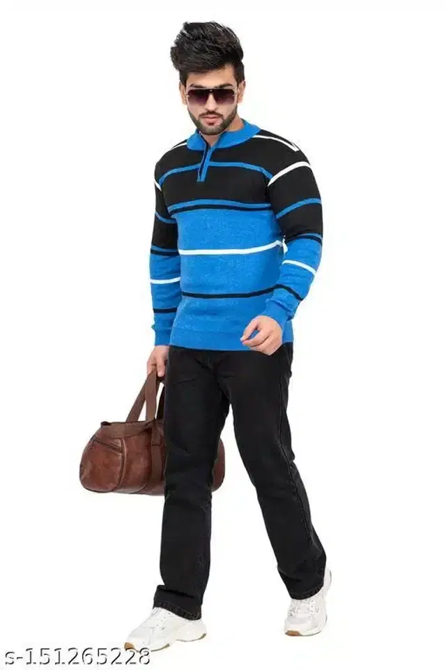 Woolen Sweater for Men (Blue, L)
