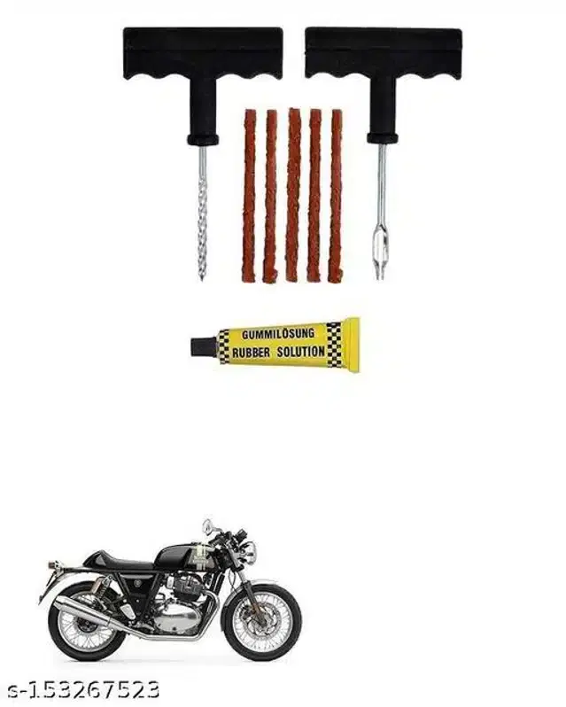 Tubeless Tyre Puncture Repair Kit for Royal Enfield Continental GT 650, Multicolor, Set of 8