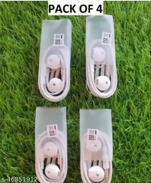 Abs Pastic Earphonix Cool Sound Wired Earphones, White, Pack Of 4, Dv-11