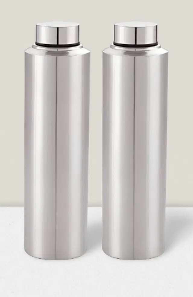 Stainless Steel Sipper Water Bottle, Silver, 1000 ml, Pack of 2