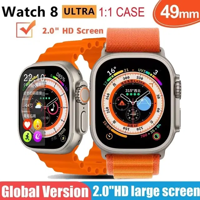 Silicone Strap S8 Ultra Smart Watch, Orange, Pack of 1
