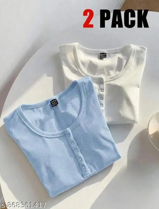 Lycra T-shirt for Women, Multicolor, Pack of 2 (XS)