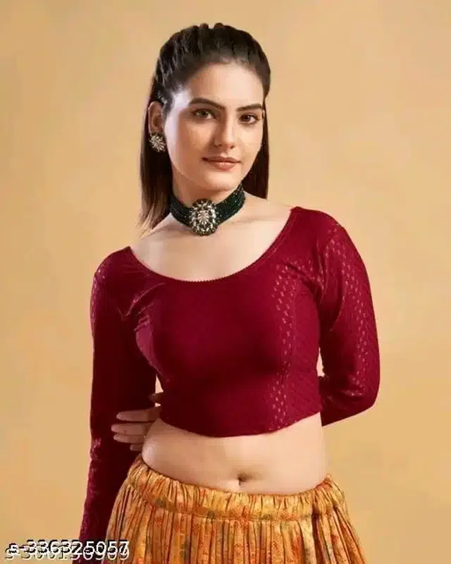 Full Sleeves Blouse for Women (Maroon, 28)