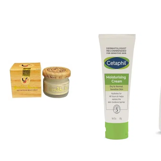 Youth Face Whitening Cream, 50 g with Cetaphil Moisturizing Cream, 80 g, Set of 2