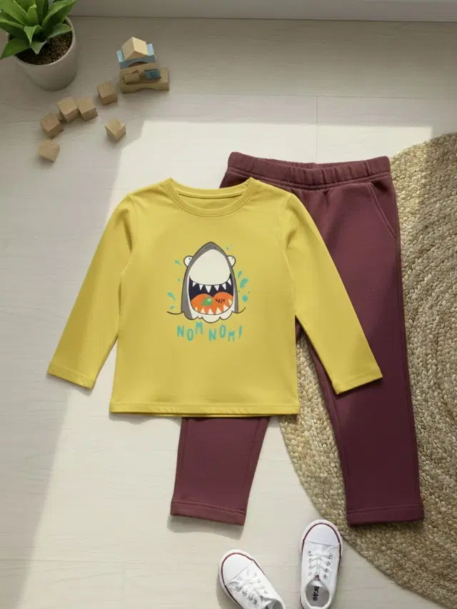 Cotton Solid Clothing Set For Boys, Multicolour (3-4 Years)