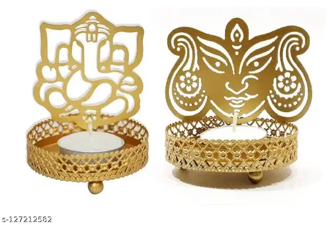 Tealight Candle Holder, Pack of 2, Gold