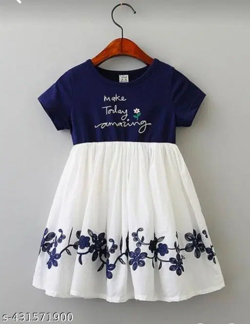 Cotton Blend Frock for Girls (White, 2-3 Years)