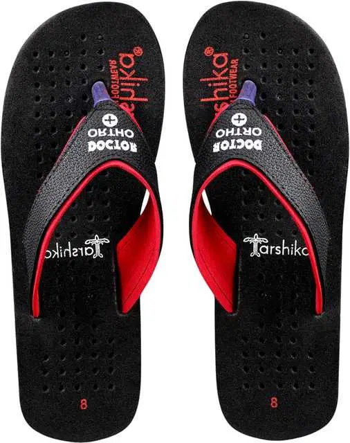 Women EVA Casual Flip Flops (Black & Red, 6) (SD-735)