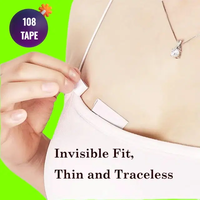 Acrylic Film Clothing 108 Double Sided Tape Strips, Transparent, Set of 1