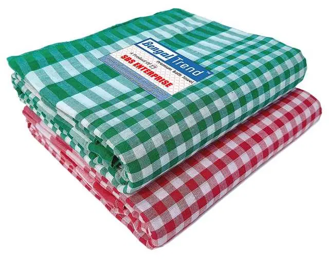Pinak Casual Cotton Checkered Bath Towels, Pack Of 2, Multicolor, Free Size, PS-43