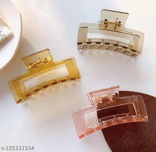 Plastic Hair Clutcher for Women & Girls, Pack of 3 (Multicolor)