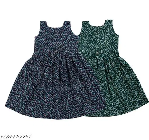Frocks & Dresses Pack Of 2 for Girls (Green, 9-10 Years)