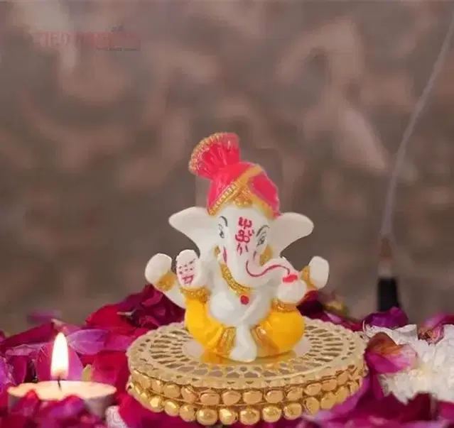 Polyresin Ganesh Idol for Car Dashboard, Multicolor