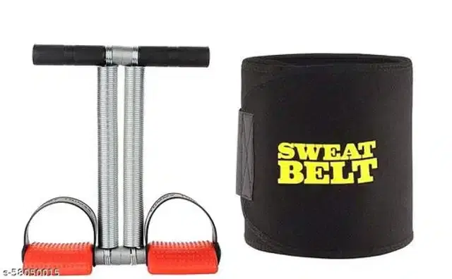 Double Spring Tummy Trimmer with Sweat Belt, Multicolor, Set of 2