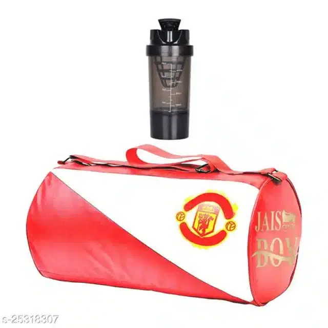 Combo of Gym Bag with Shaker Bottle, 500 ml, Multicolor, Set of 2