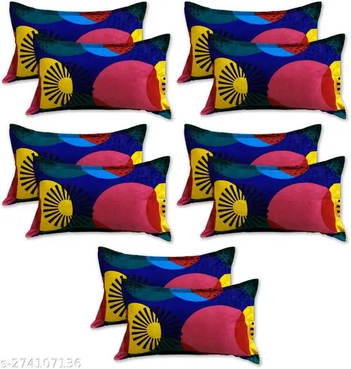Polycotton Pillow Covers, Multicolor, 17x27 inches, Pack of 10
