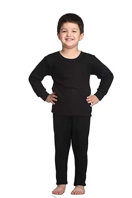 Round Neck Thermal Set for Kids (Black, 0-1 Years) (LD-1)