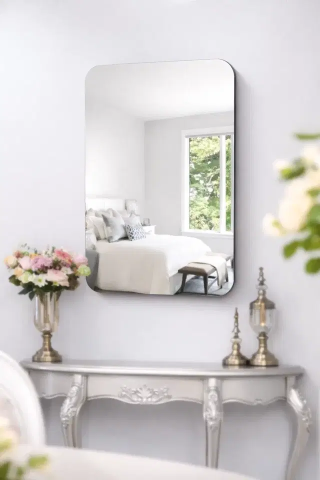 Rectangular Shape Adhesive Mirror Sticker for Wall On Tiles Bathroom, Bedroom Living Room Basin Mirror (30*40 cm)