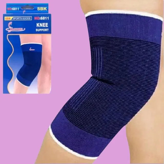 Polyester Solid Knee Sleeves for Women, Blue, Set of 1