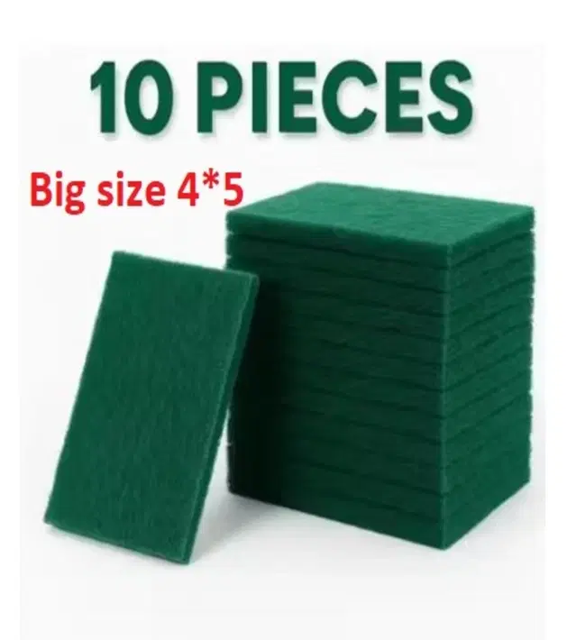 Green Scrub Pack of 10 green scrubber, pad , best quality, best cleaning scrub for utensils, Green Pad 4*5 inch size attractive scrub and sponge soft and long lasting scrub pad. top quality. long lasting cleaning scrub pad