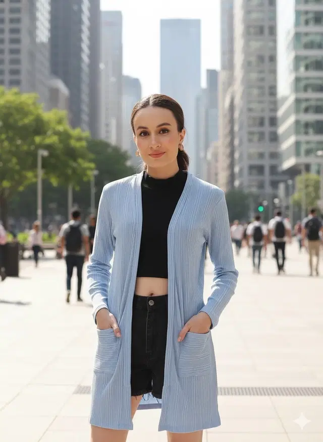 Cotton Shrugs For Women, Blue (Free Size)