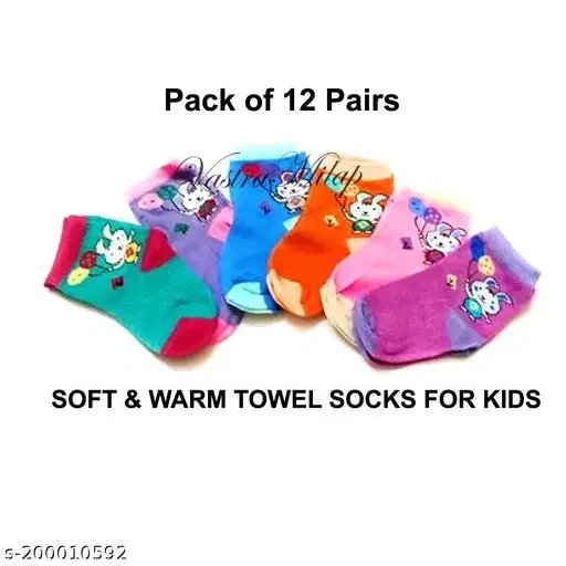 Woolen Socks for Kids, Set of 12 (Multicolor, 0-3 Months)