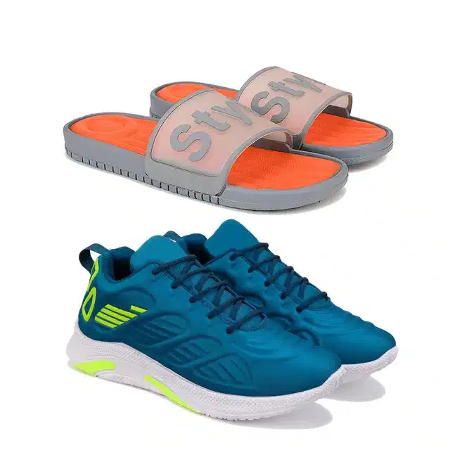 Combo of Flip Flops & Sports Shoes for Men, Pack of 2 (Multicolour, 7)