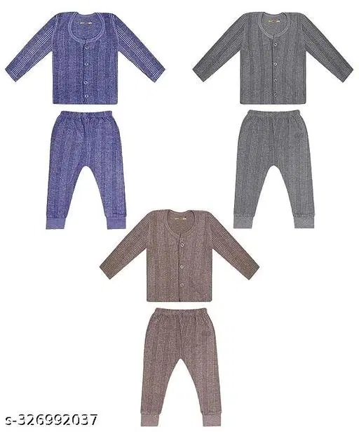 Woolen Thermal Set for Kids, Set of 3 (Multicolor, 0-3 Months)
