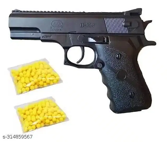 Toy Gun with Plastic Bullets, Black & Yellow, Set of 1