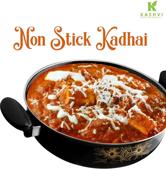 Cast Iron Kadai, Black, 28 cm