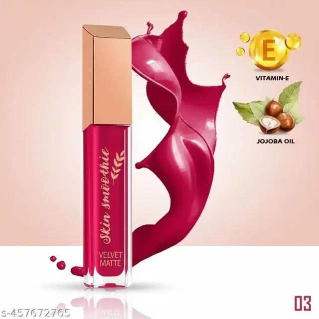 Skin Smoothie Velvet Matte Liquid Lipstick UP TO 18 Hours, Deep Pink, 4 ml, Pack Of 1