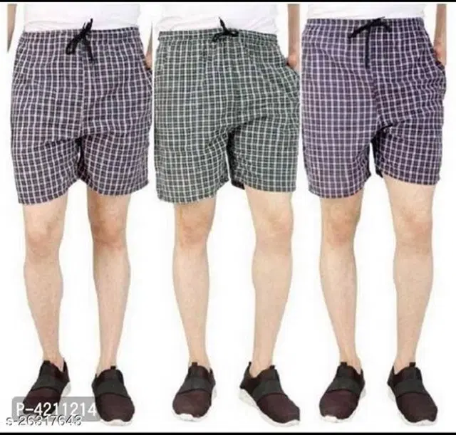 Cotton Shorts for Mens, Pack of 3 (Multicolor, 28)